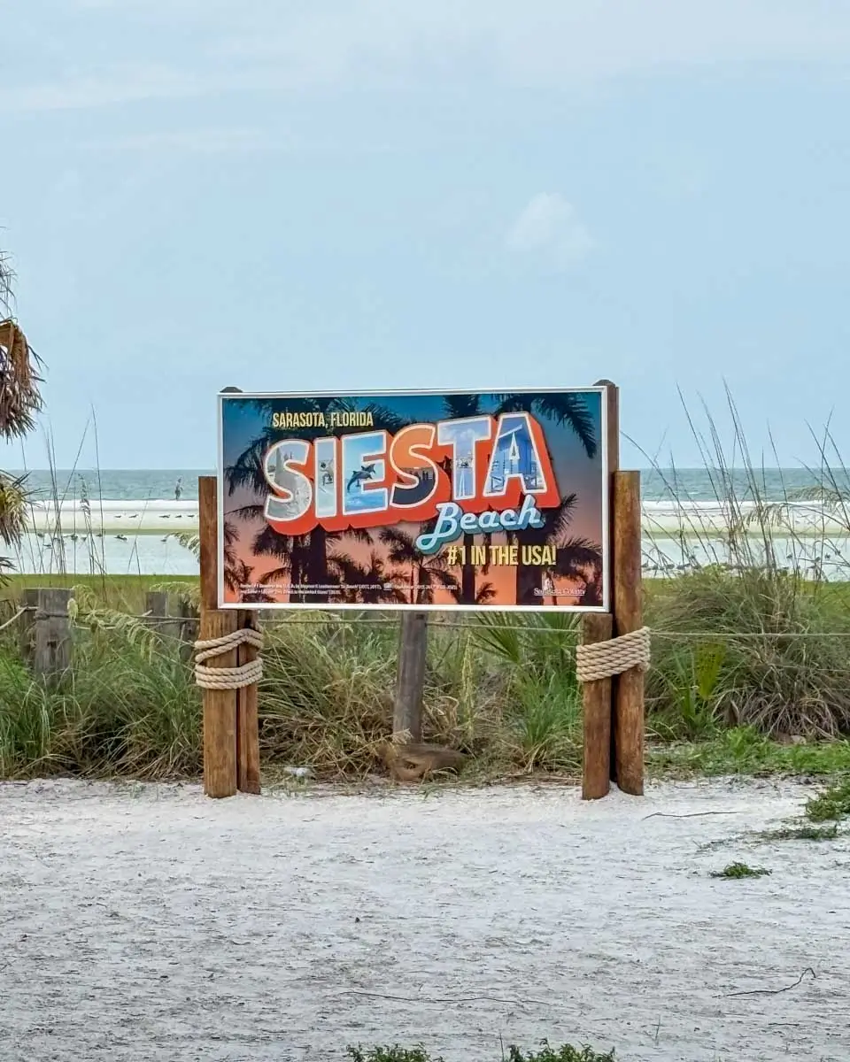 Sign at Siesta Beach, Siesta Key, Florida