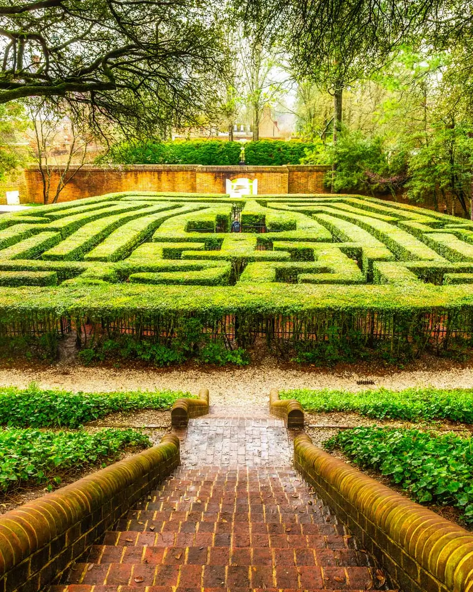 The Hedge Maze behind Governor’s Palace in Williamsburg, Virginia