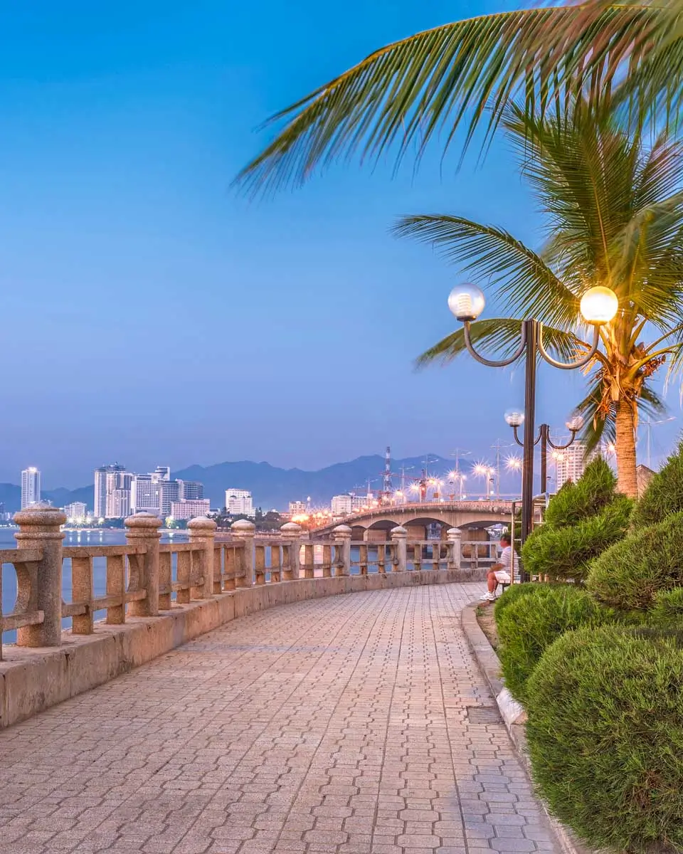 The Tran Phu promenade in Nha Trang, Vietnam at evening