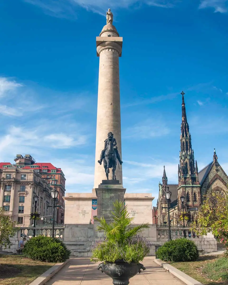 The historic La Fayette Statue near the Washington Monument, Baltimore, Maryland
