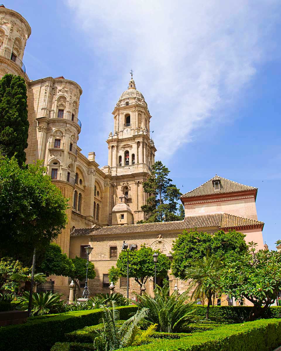 The-outside-of-the-Malaga-Cathedral-in-Spain