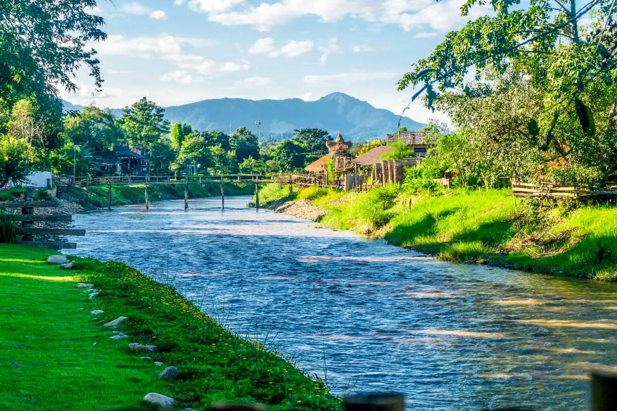 The river running through the center of Pai, Thailand
