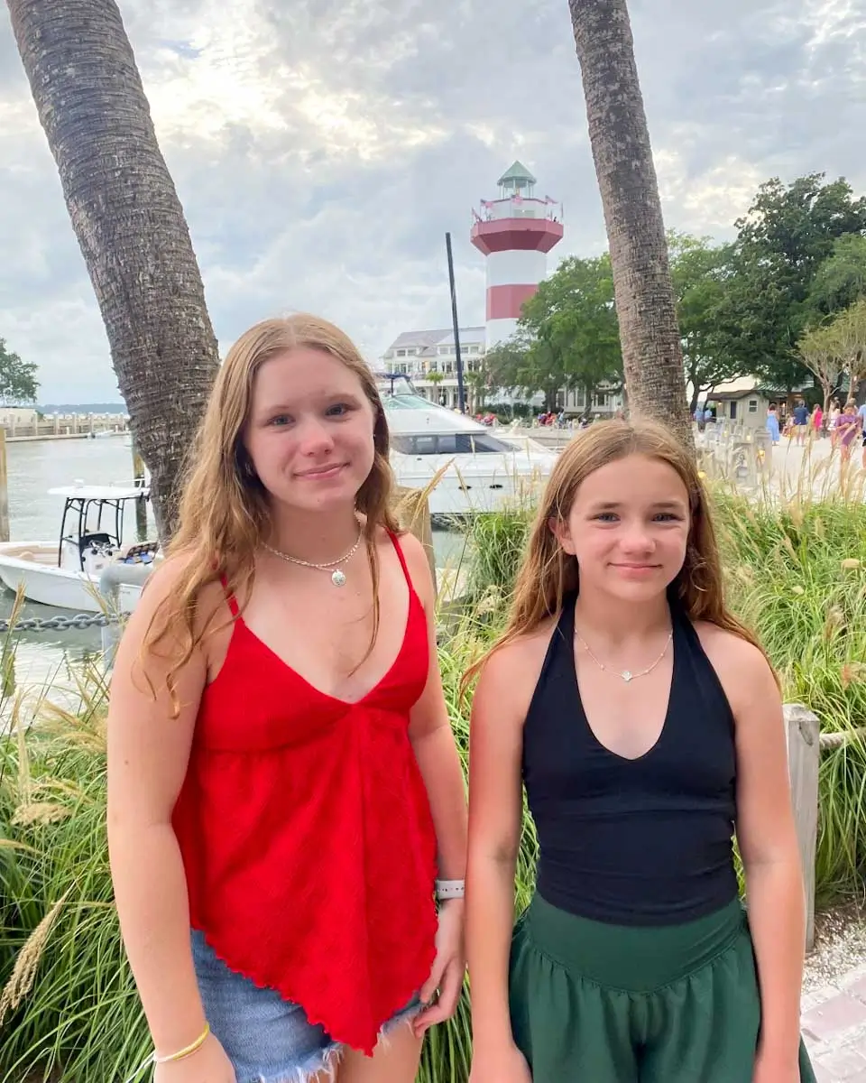 Theresa's kids in Harbor Town, Hilton Head Island, USA