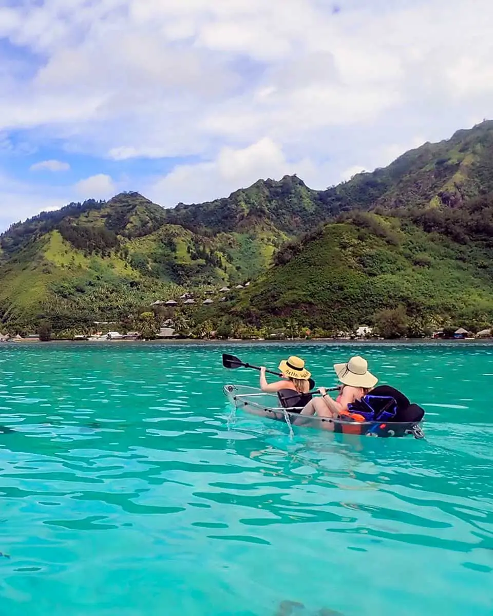 Transparent kayak tour in Moorea’s lagoon, French Polynesia