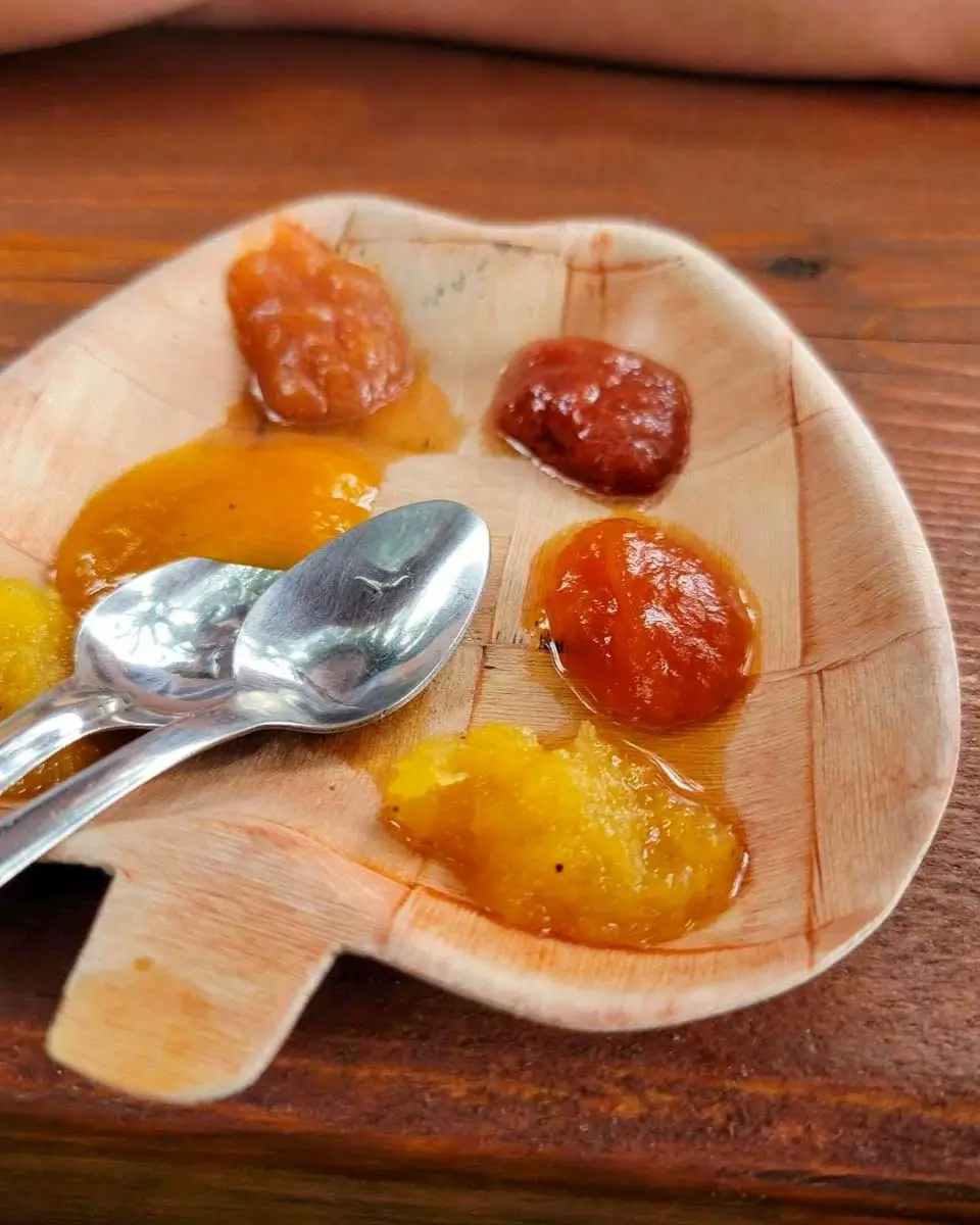 Trying jam at Moorea Tropical Garden