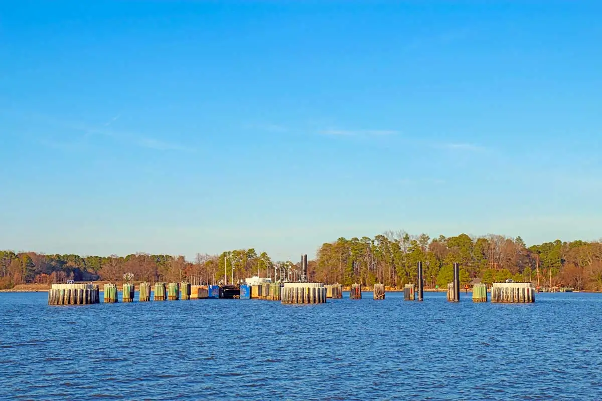 Views of the James River from the Jamestown-Scotland Ferry near Williamsburg, Virginia