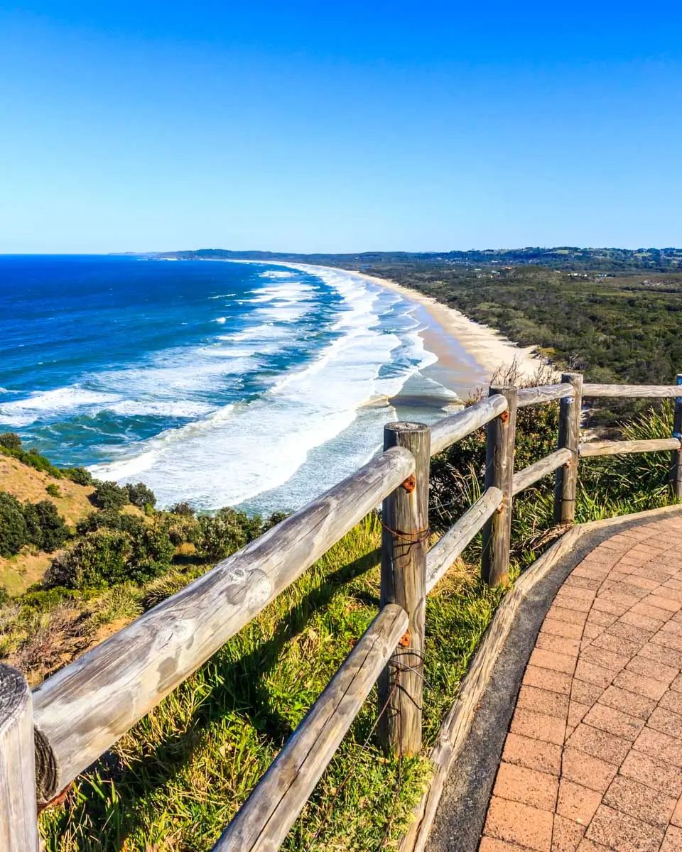 Walking path overlooking Tallow Beach, Australia