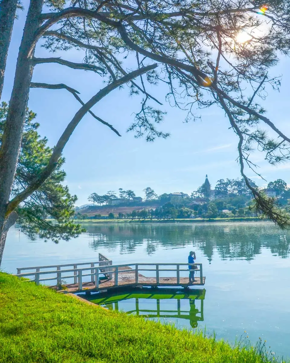 Xuan Huong Lake seen on a sunny day in Da Lat, Dalat, Vietnam