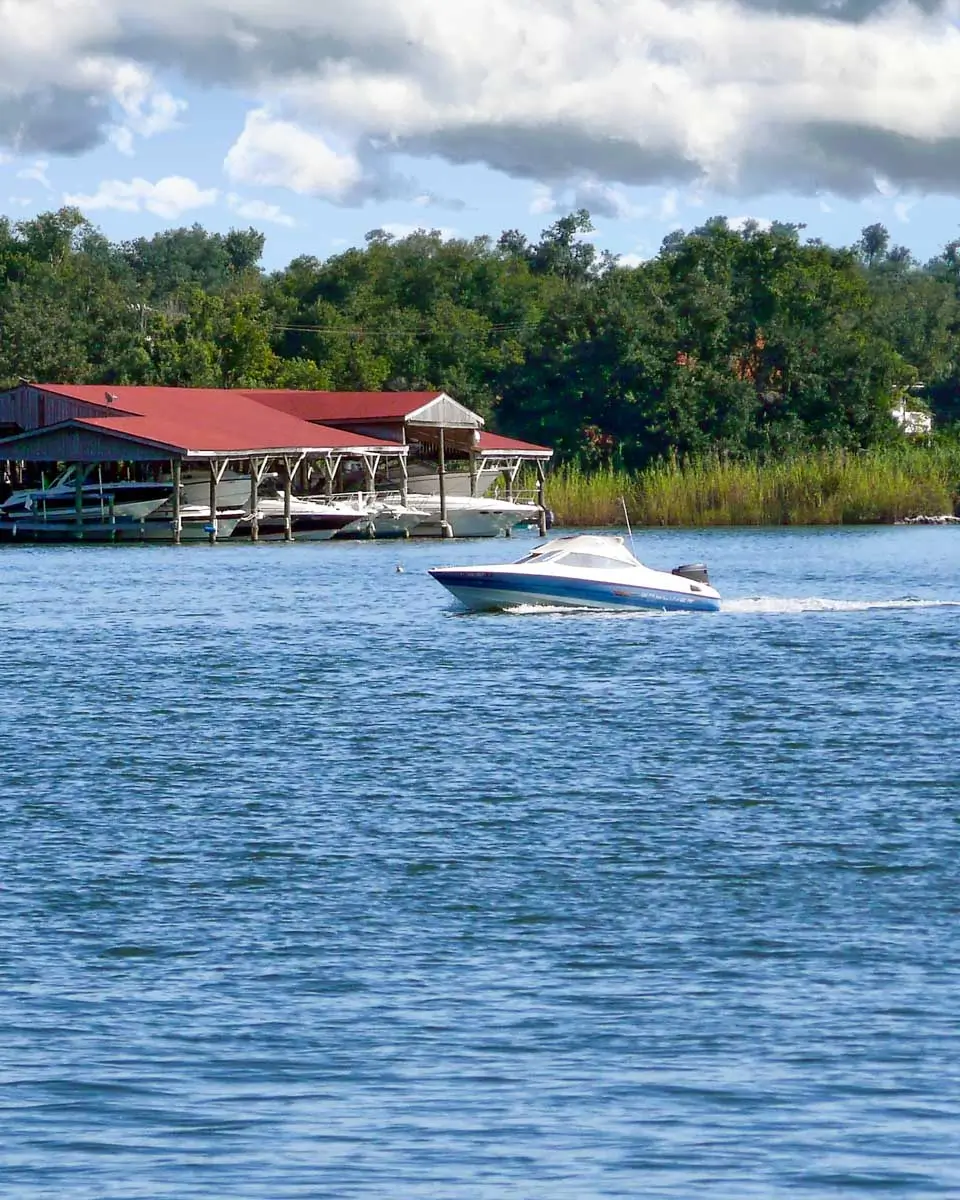 A boat seen while cruising in Pensacola Bay, Florida