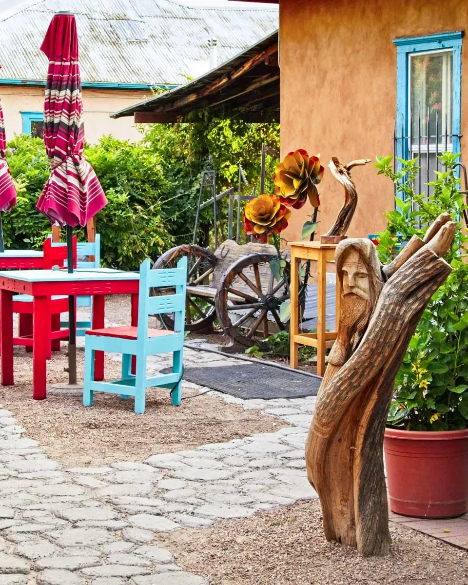 A cozy backyard patio in Old Town Albuquerque, New Mexico