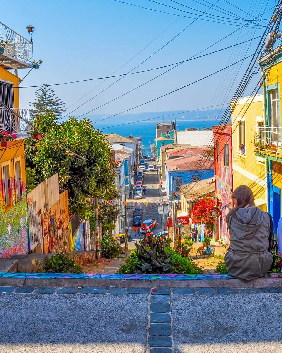 A street in Cerro Alegre, Valparaiso, Chile