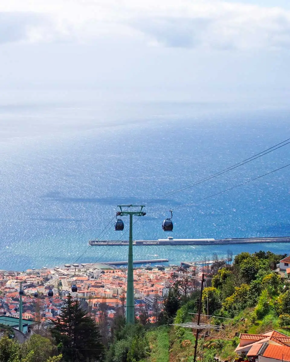 A view looking down on the way to funchal in cable car, Madeira, Portugal