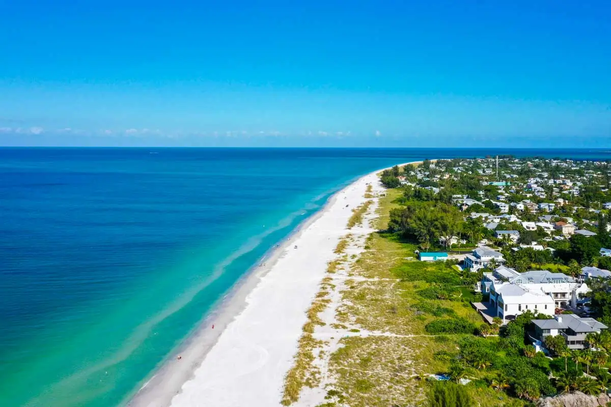 Aerial view of Anna Maria Island, Sarasota, Florida