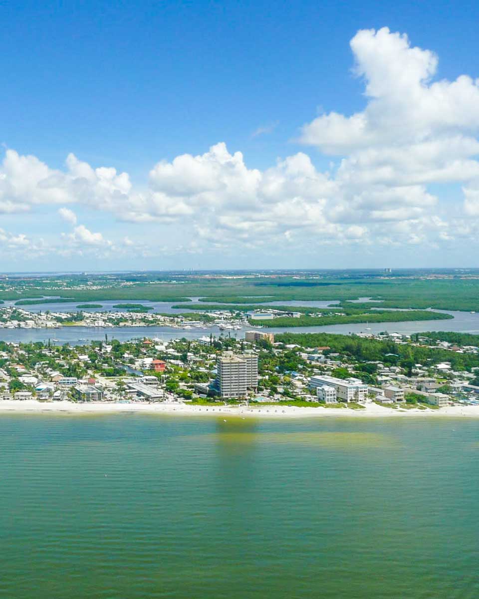 Aerial view of Fort Myers Beach while parasailing