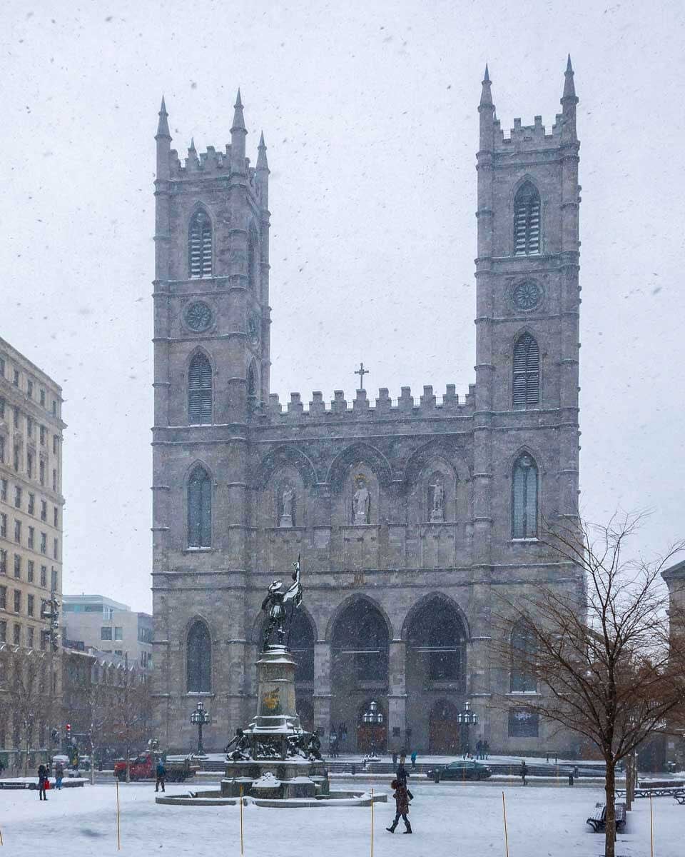 Basilica of Notre-Dame of Montreal in winter, Montreal Quebec