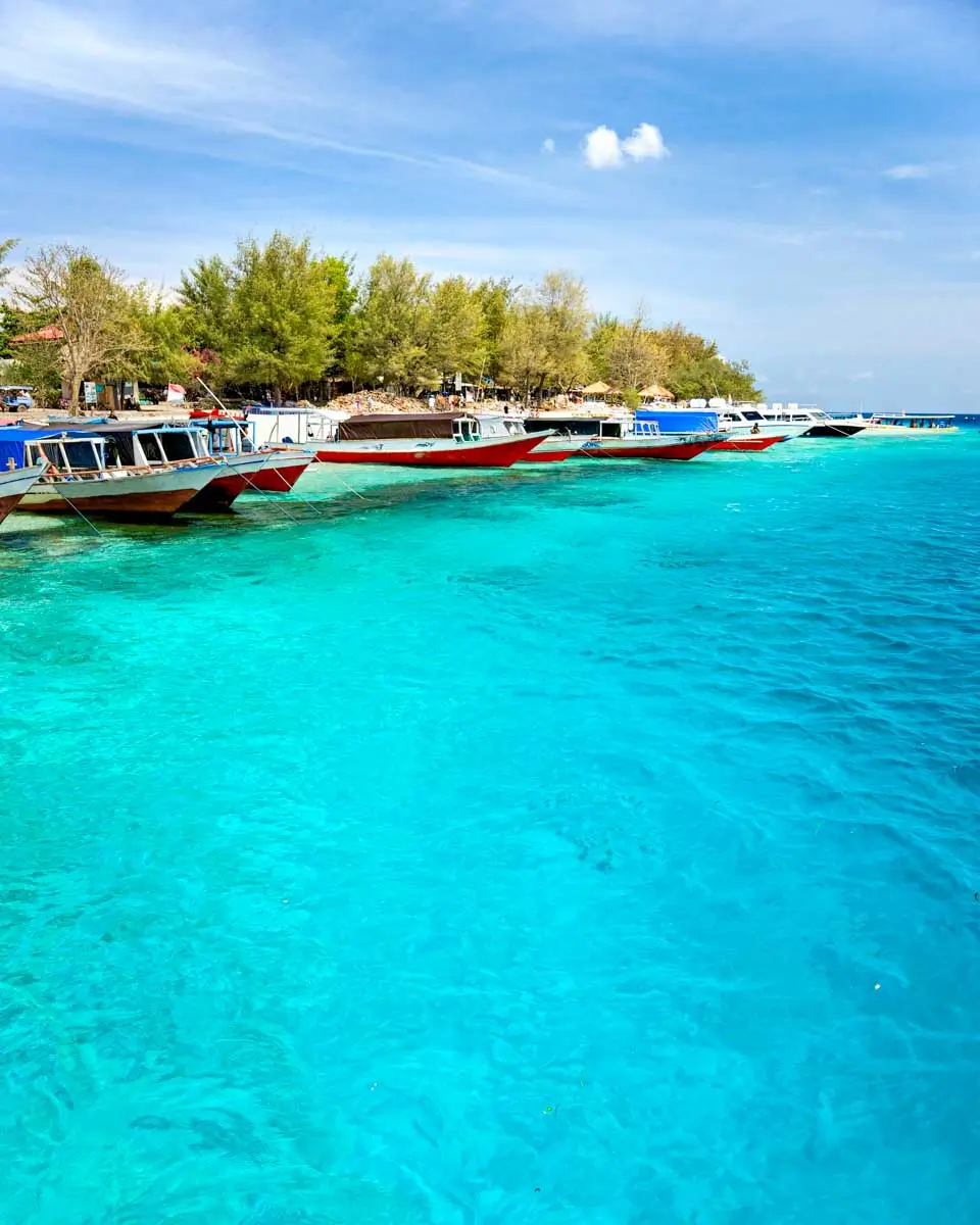 Blue water and the beach on Gili Meno, Gili Islands, Indonesia