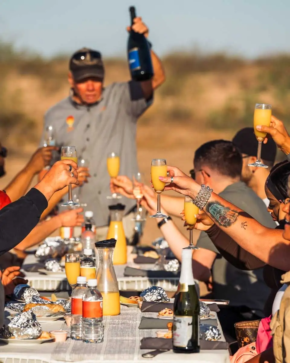 Breakfast after hot air balloon ride in Tucson, Arizona