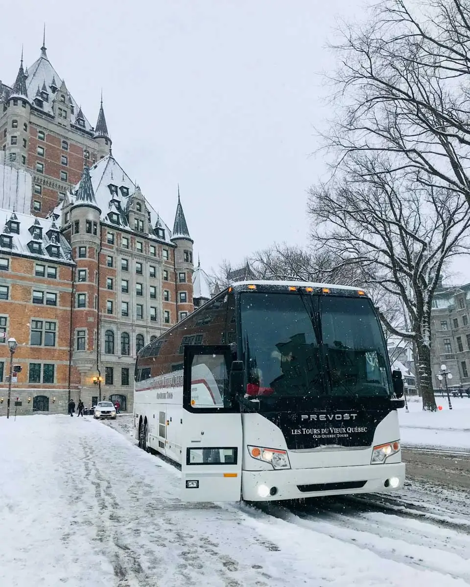 Bus tour of Quebec City in winter, Canada