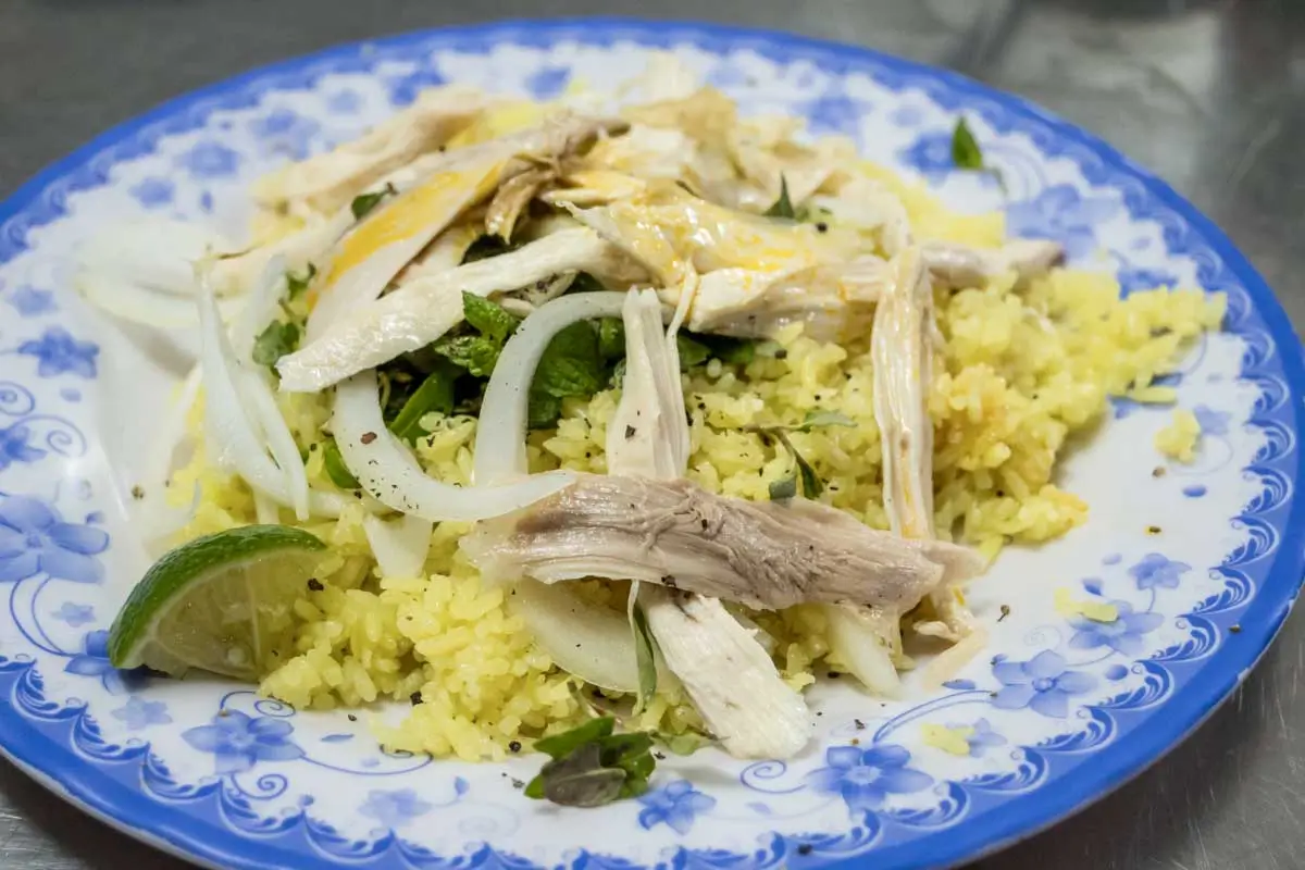 Chicken and rice eaten in Da Nang, Vietnam