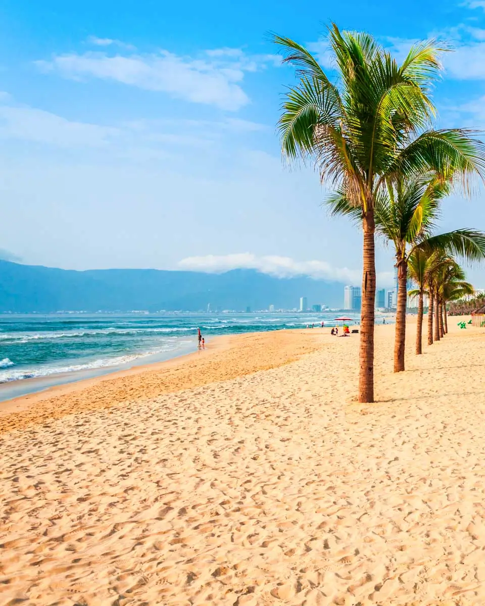 My Khe city beach in the centre of Da Nang city in Vietnam