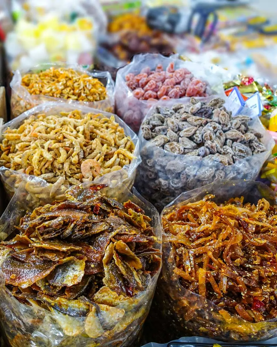 Dried fish for sale at the market in Da Nang, Vietnam