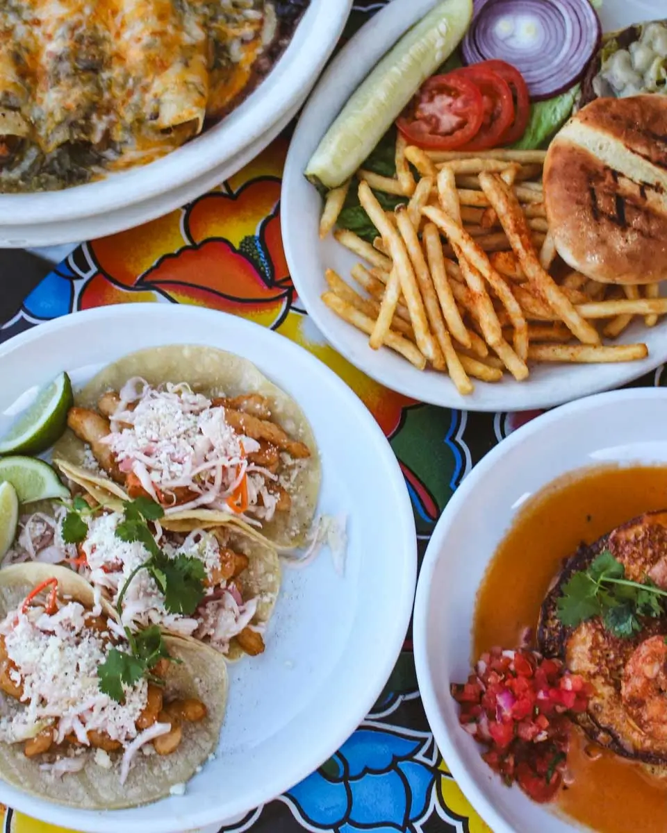 Food eaten at the Cayote Cafe & Cantina, Santa Fe, New Mexico