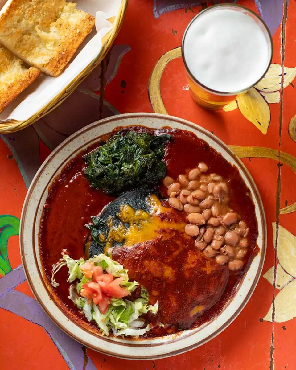 Food eaten at the Shed in Santa Fe, New Mexico