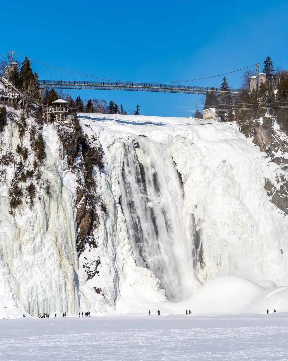 Frozen Montmorency Falls in Quebec City, Canada