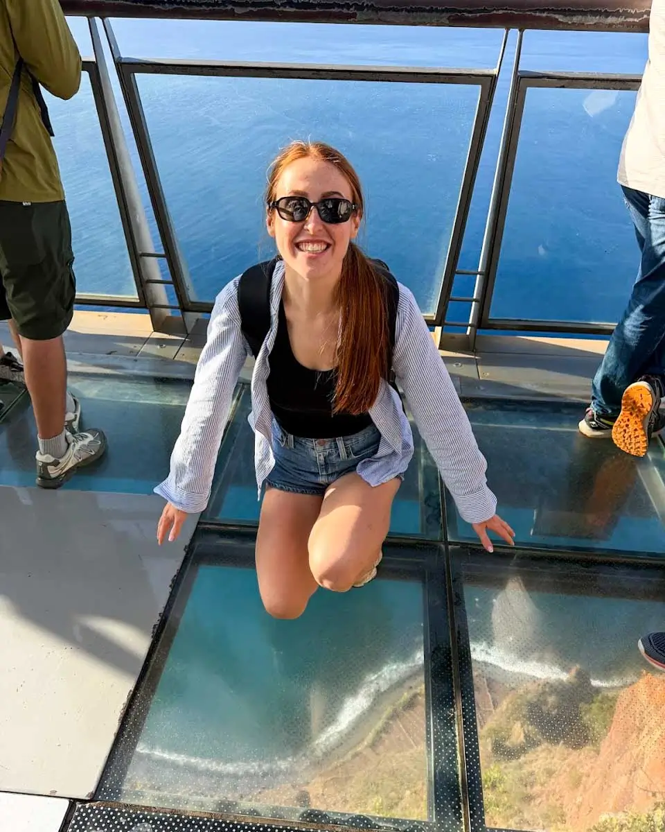 Hannah at Cabo Girão Skywalk in Madeira, Portugal