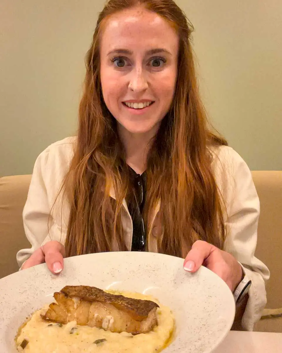 Hannah having dinner at the Olivia, Madeira, Portugal