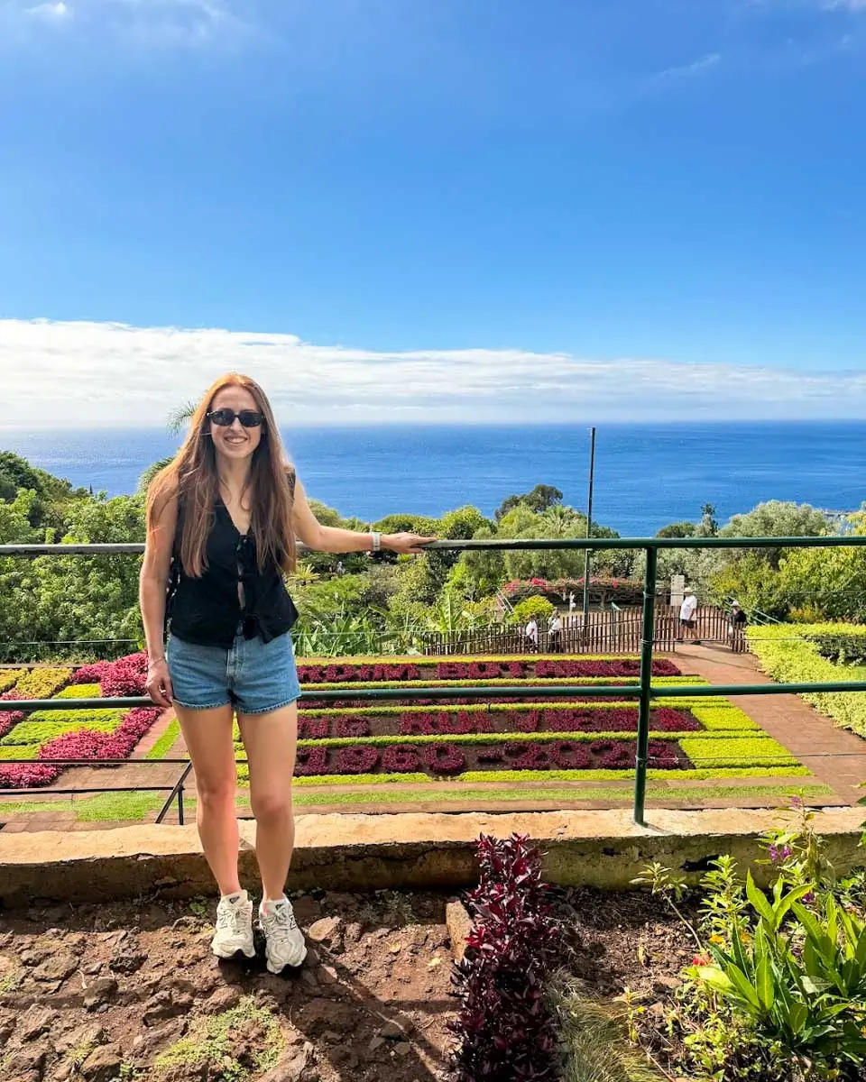 Hannah posing for a photo at the Botanical Garden in Madeira, Portugal
