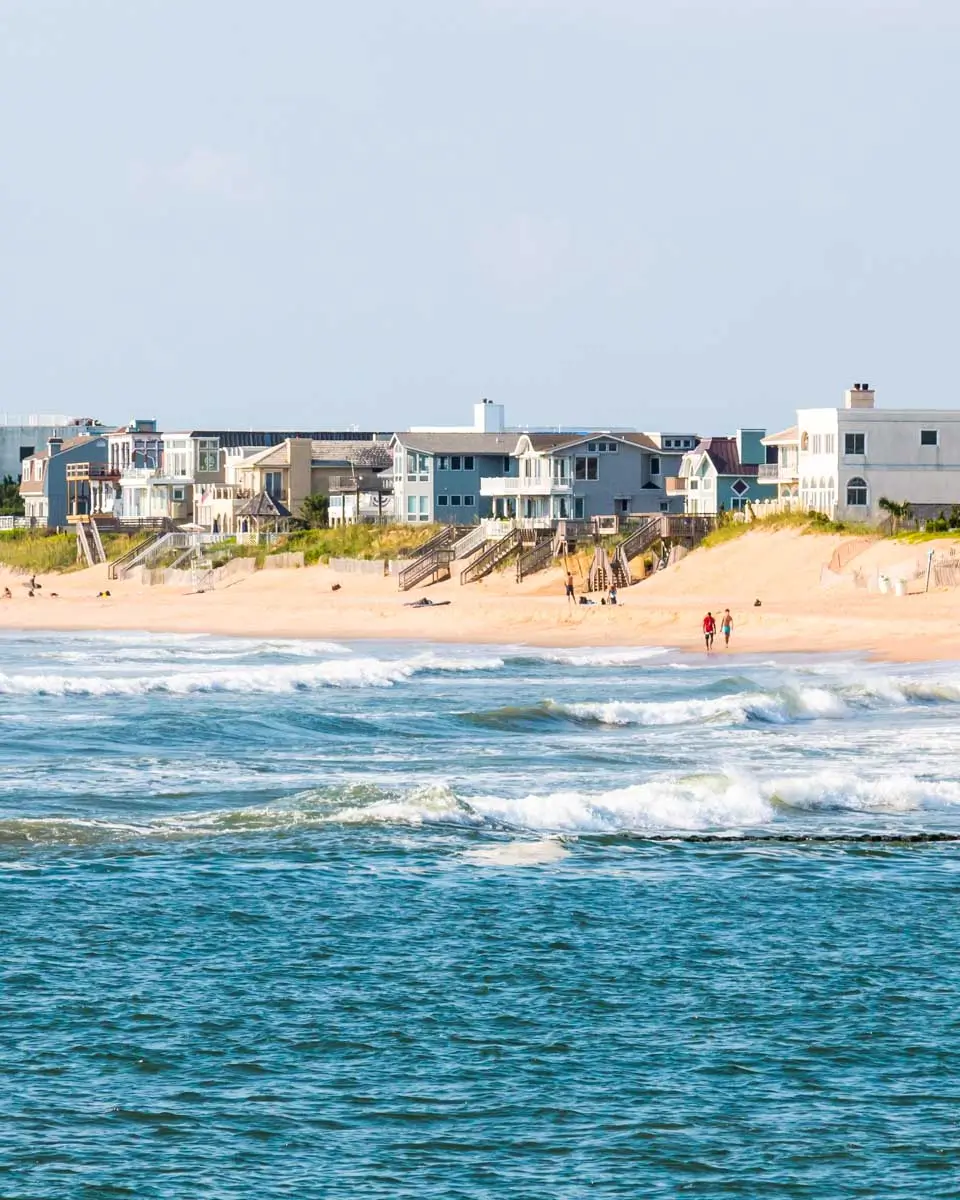 Homes line the Virginia Beach shore near the boardwalk and Rudee Inlet