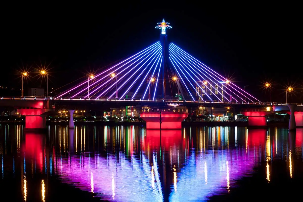Illumination at Song Han Bridge in Da Nang, Vietnam