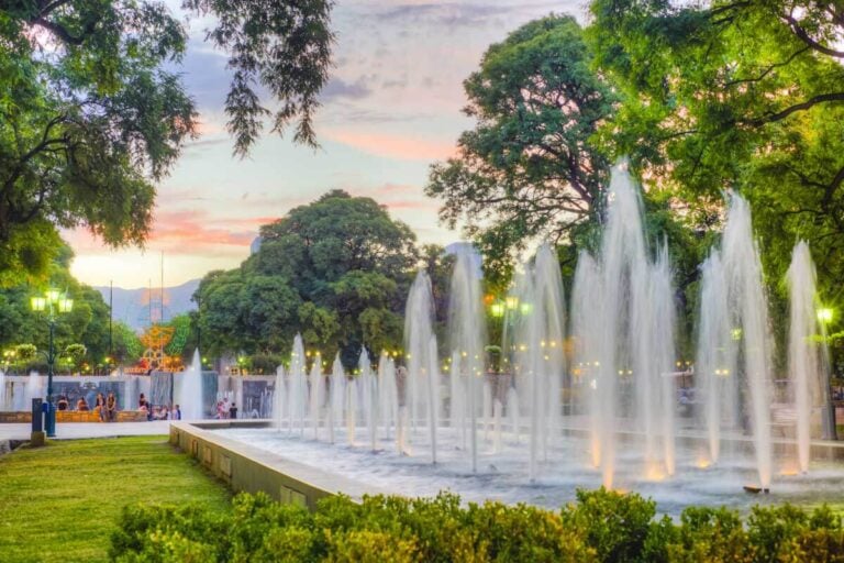 Independence Square and fountain in Mendoza city, Argentina