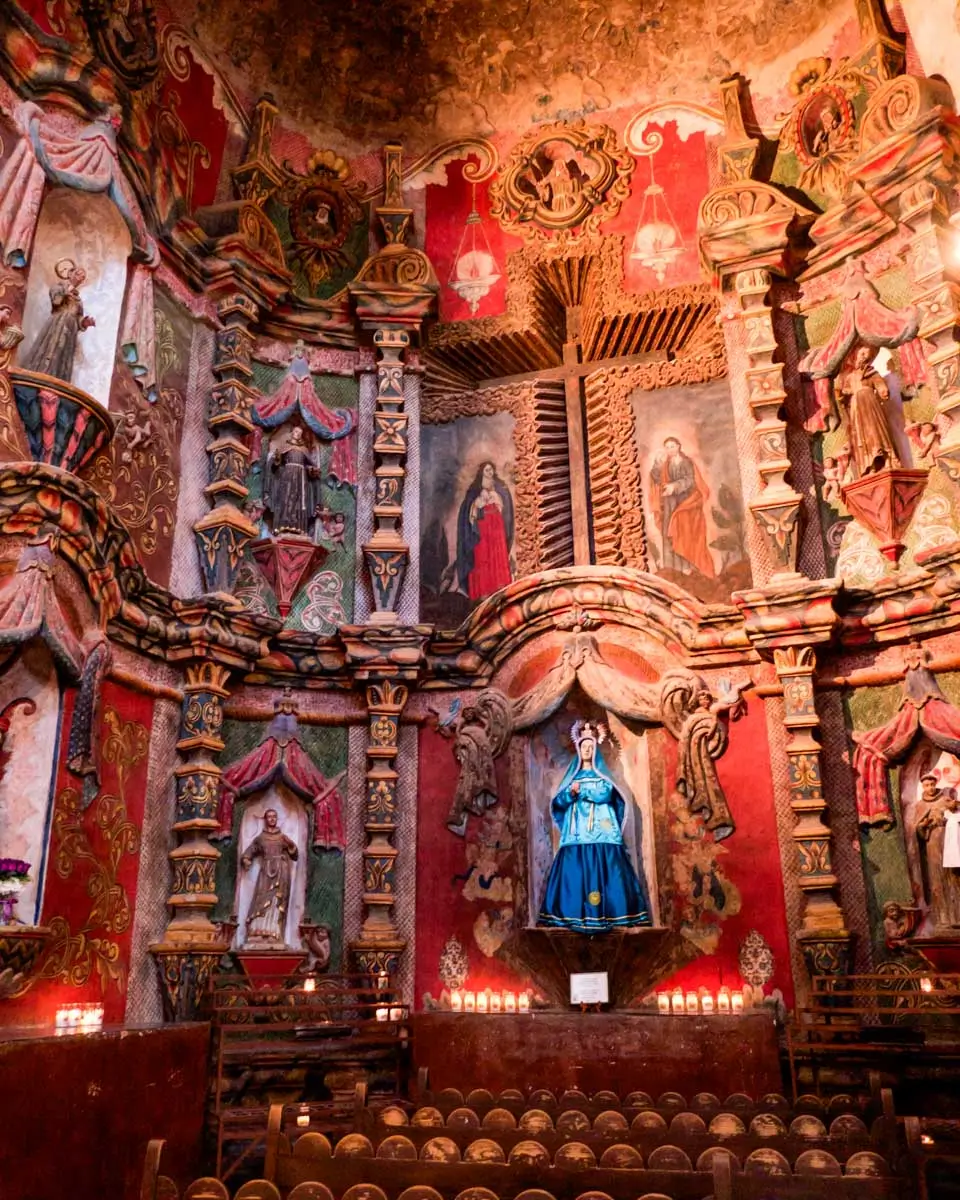 Inside details of San Xavier del Bac Mission, Tucson, Arizona