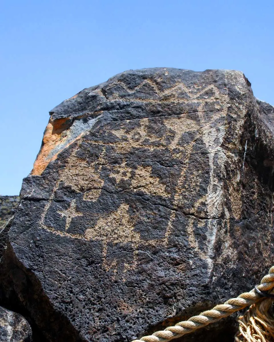 Large basalt rock in Petroglyph National Monument in Albuquerque, New Mexico