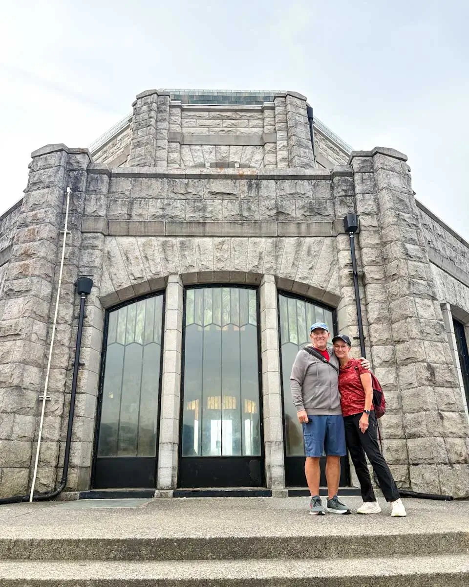 Meghan's parents at Vista House at Crown Point, Portland, Oregon
