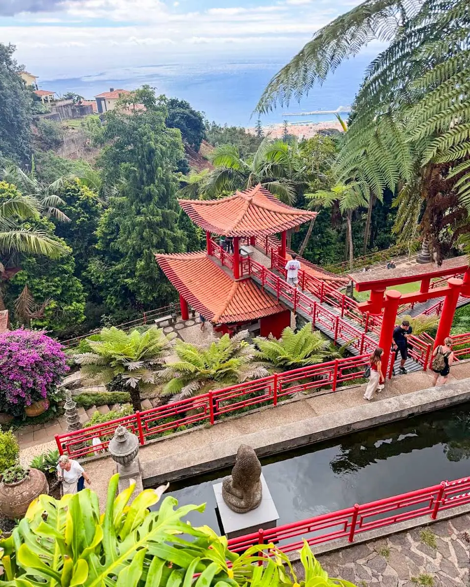 Pagoda Pavilion seen in Monte Palace Tropical Gardens in Madeira, Portugal