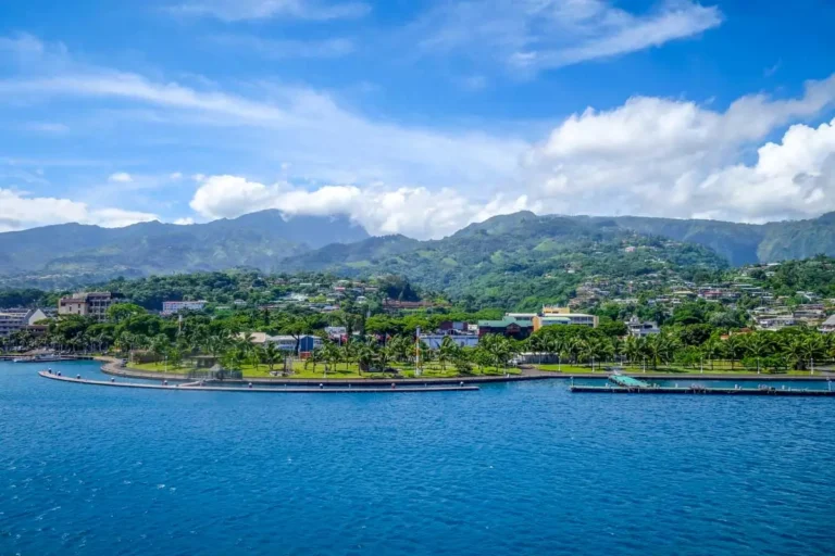 Papeete city view from the sea, Tahiti