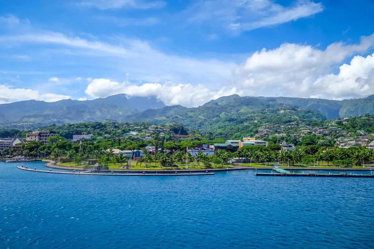 Papeete city view from the sea, Tahiti