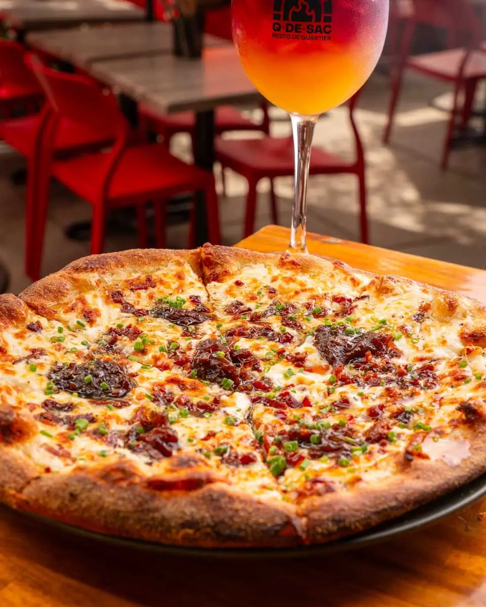 Pizza eaten at Q de Sac restaurant in Quebec City, Canada