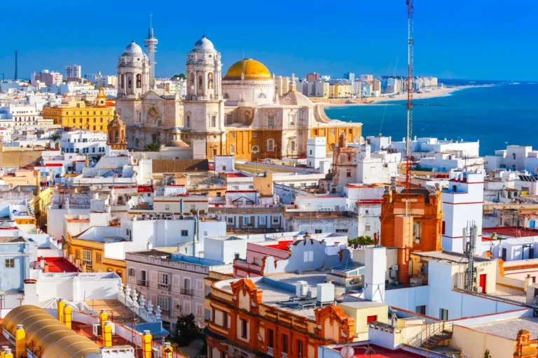 Rooftops and Cathedral in Cadiz, Andalusia, Spain