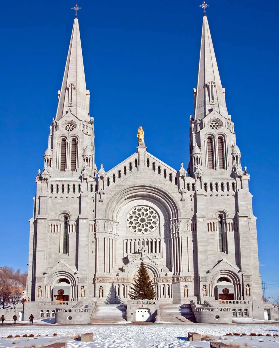 Sainte-Anne-de-Beaupré Basilica in winter, Quebec City, Canada