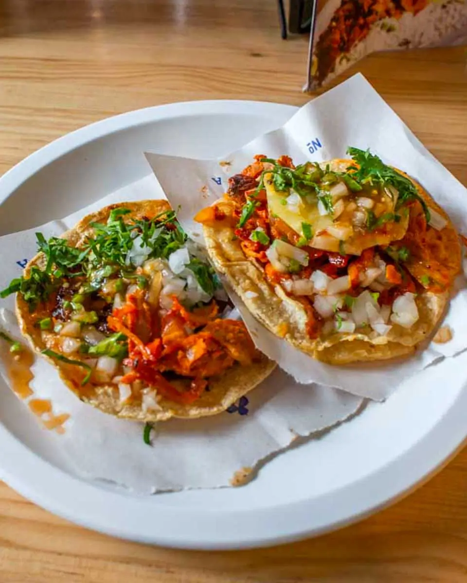 Tacos eaten on a food tour in Santa Fe, New Mexico