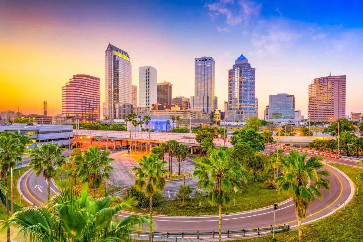 Tampa Florida Skyline at sunset