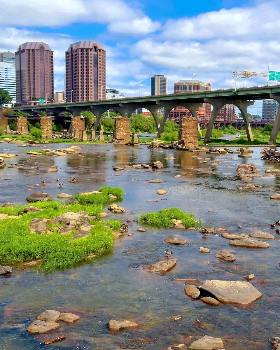 The James River seen on a hike in Richmond, Virginia