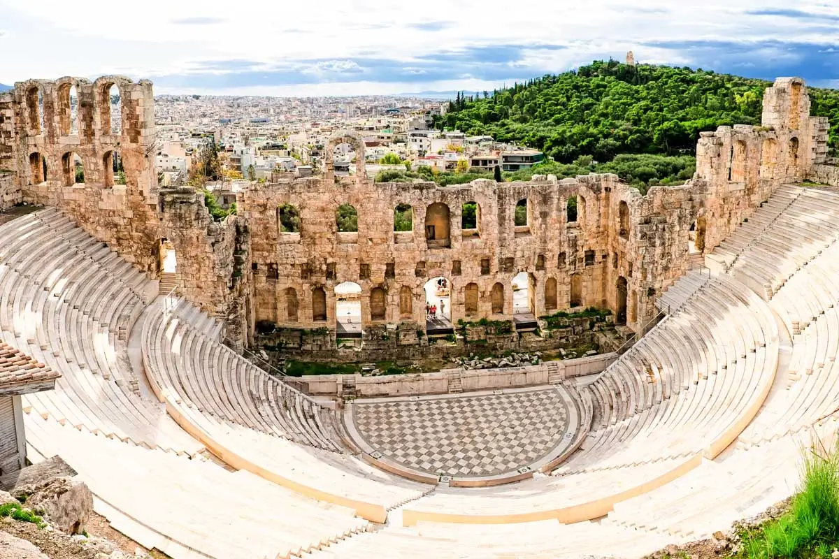 The Odeon of Herodes Atticus located on the Acropolis of Athens, Greece