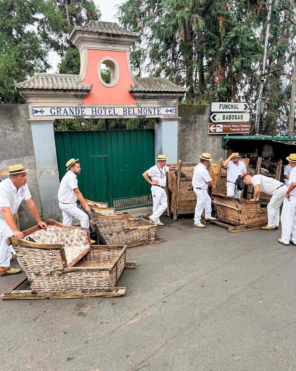 Toboggan ride in Madeira, Portugal