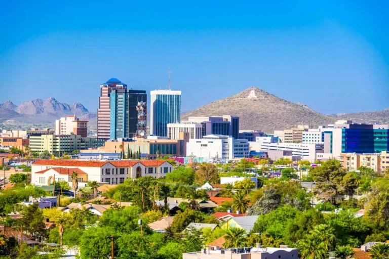 Tucson, Arizona, USA downtown city skyline in the afternoon