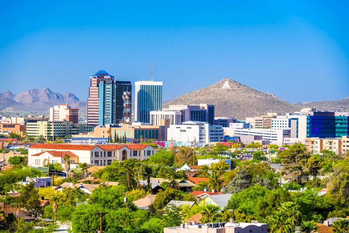 Tucson, Arizona, USA downtown city skyline in the afternoon